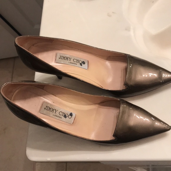 Jimmy Choo Ari Mirror Pumps In Mocha Patent Leather 37 Pointed toe heels - Picture 5 of 5